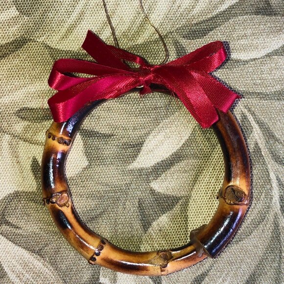 Vintage Hawaiian Carved Bamboo Bangle Bracelet Ornament - Picture 6 of 9